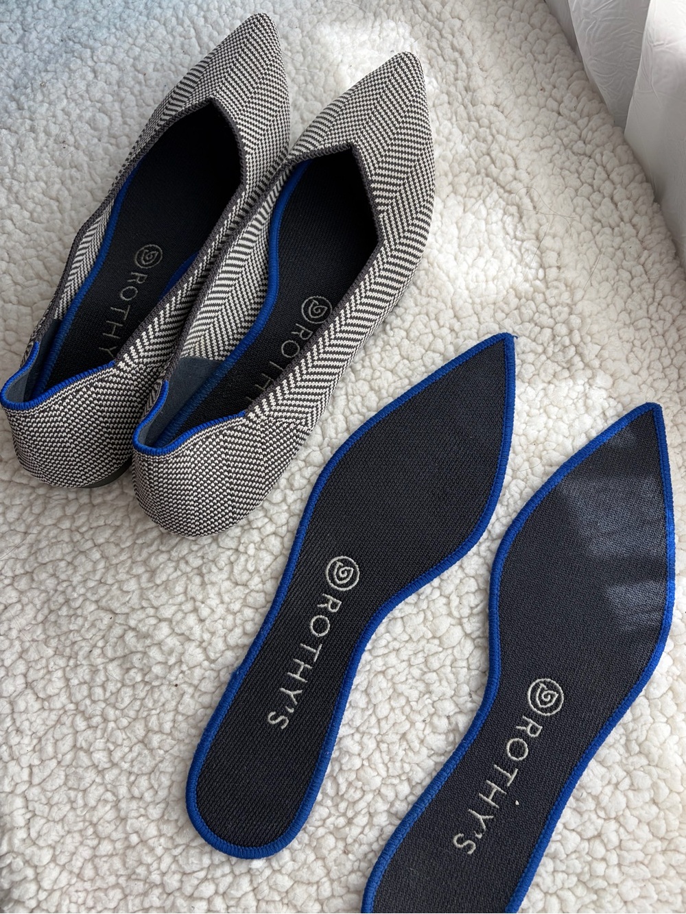 Rothy's The Point Herringbone Pointed Toe Ballet flats 8.5 PLUS extra set soles